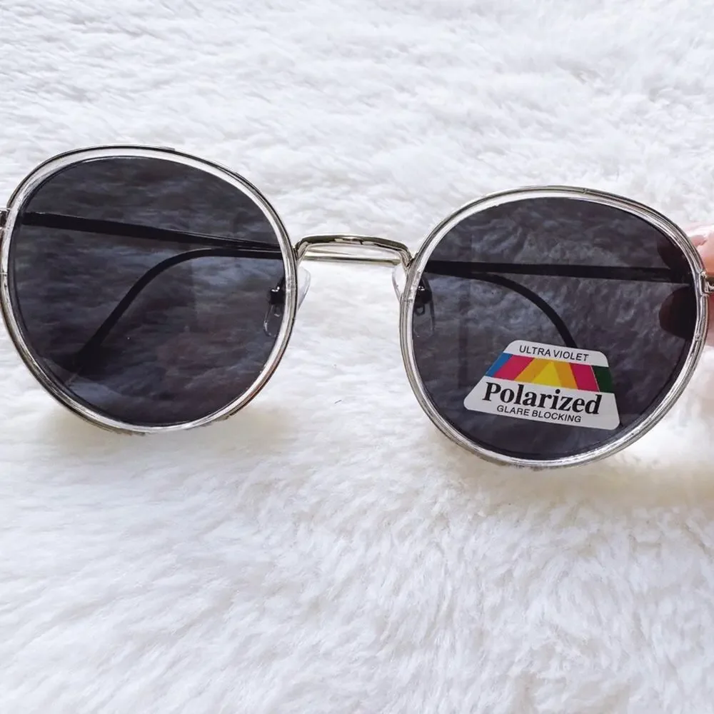 Dean Black w/ Silver Rims Round Sunglasses - Picture 3 of 13